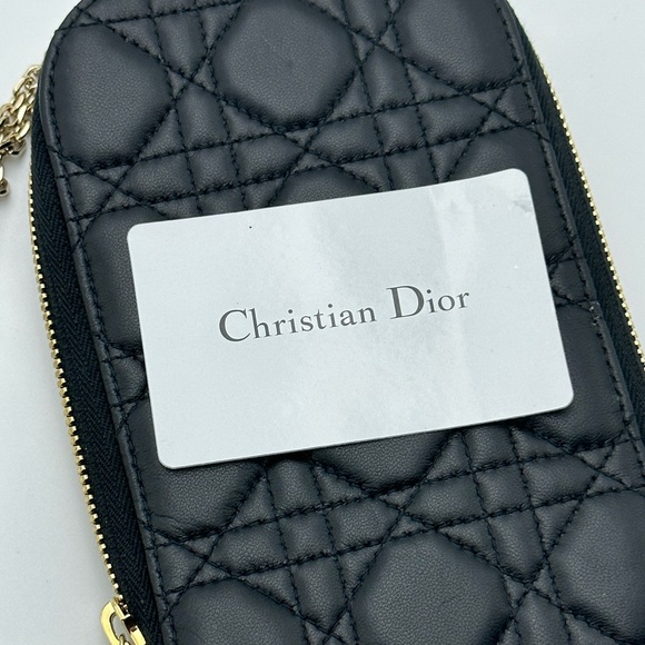 Christian Dior Cannage Phone case Chain Shoulder Bag Leather Black - Picture 7 of 10